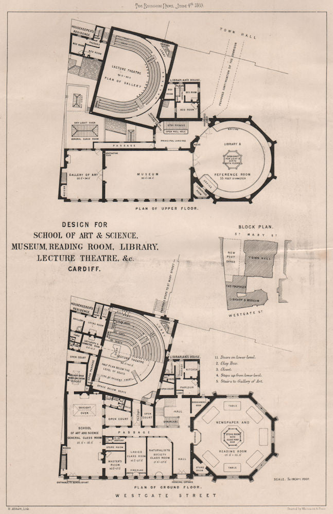 School of Art & Science, Museum, Reading Room, Lecture Theatre, Cardiff 1869